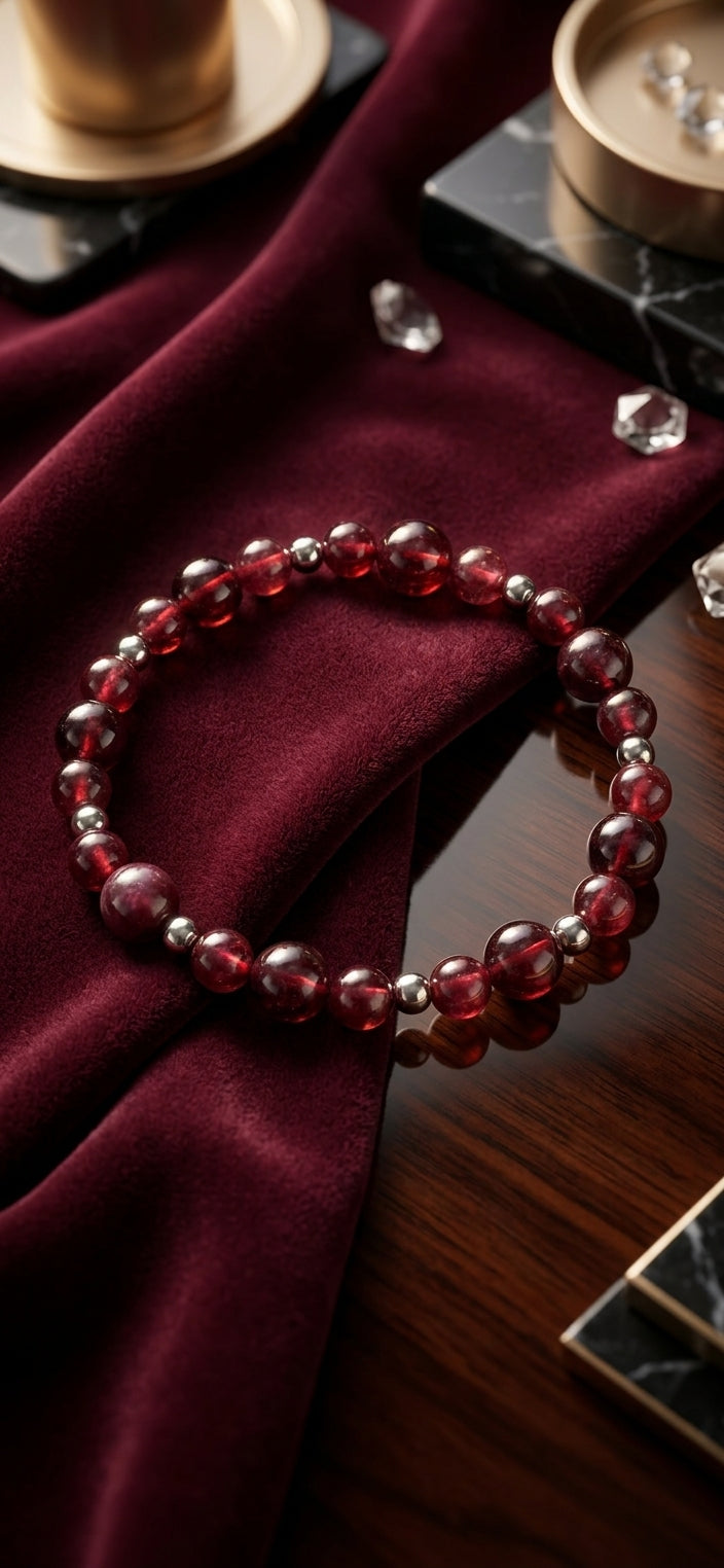 Bracciale artigianale in Granato pietre naturali handmade GM_Creations