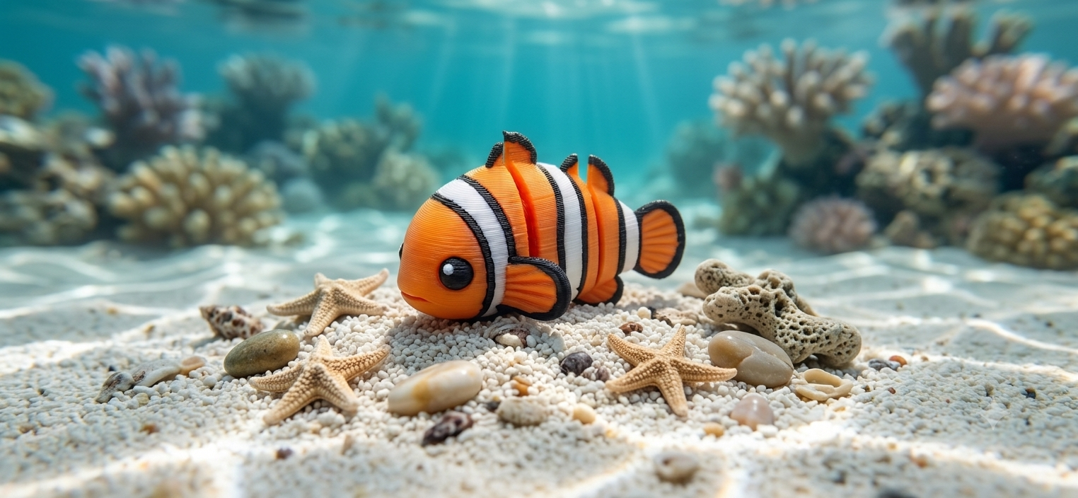 Mini Flexi Pesce Pagliaccio Nemo snodabile stampato 3D artigianale GM_Creations