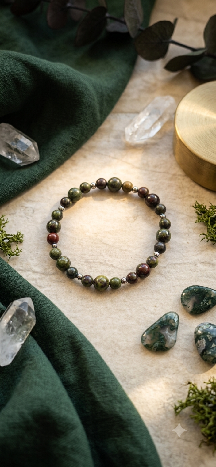 Bracciale artigianale in Diaspro Sangue di Drago pietre naturali handmade GM_Creations