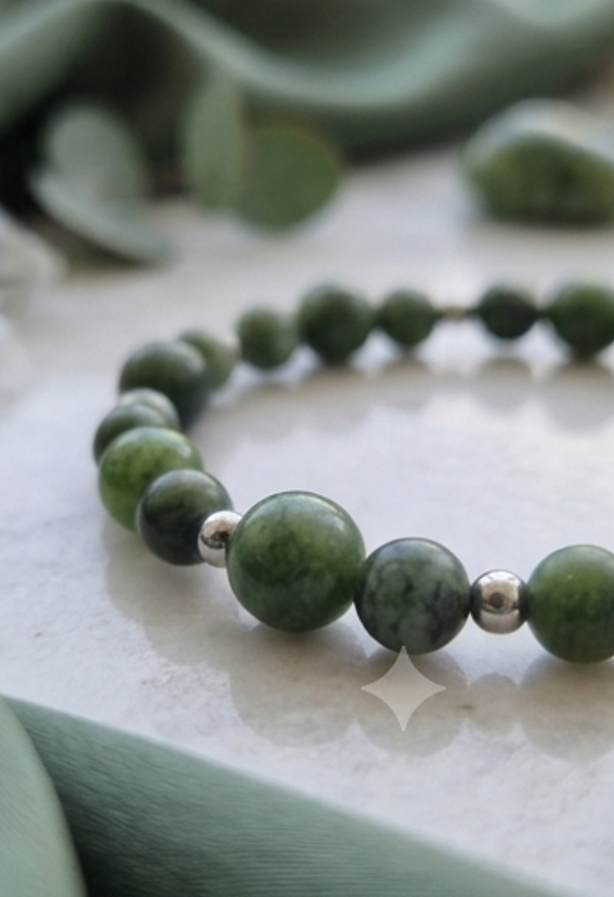 Bracciale artigianale in Giada Verde pietre naturali handmade GM_Creations