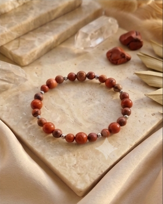 Bracciale artigianale in Diaspro Rosso pietre naturali handmade GM_Creations