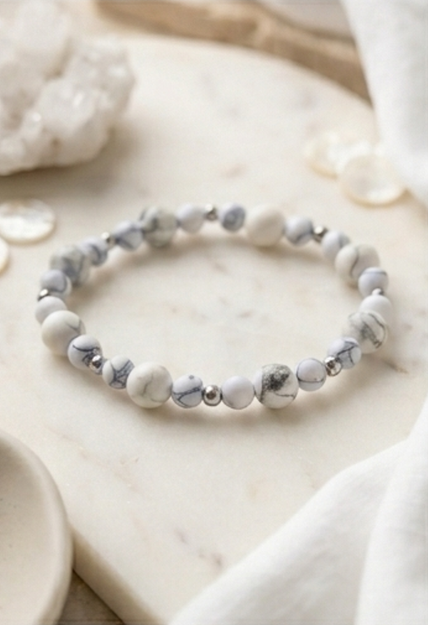 Bracciale artigianale in Magnesite pietre naturali handmade GM_Creations