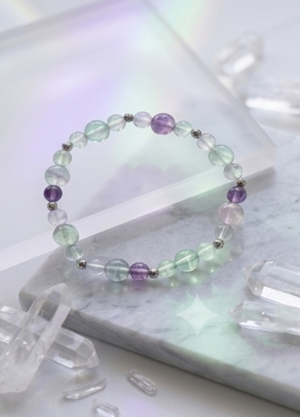 Bracciale artigianale in Fluorite pietre naturali handmade GM_Creations