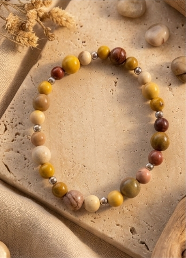 Bracciale artigianale in Mokaite Diaspro Australiano pietre naturali handmade GM_Creations
