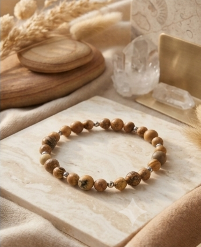 Bracciale artigianale in Diaspro Pittorico pietre naturali handmade GM_Creations