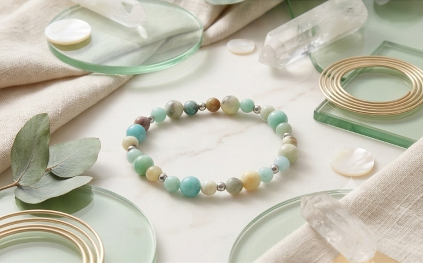 Bracciale artigianale in Amazzonite pietre naturali handmade GM_Creations