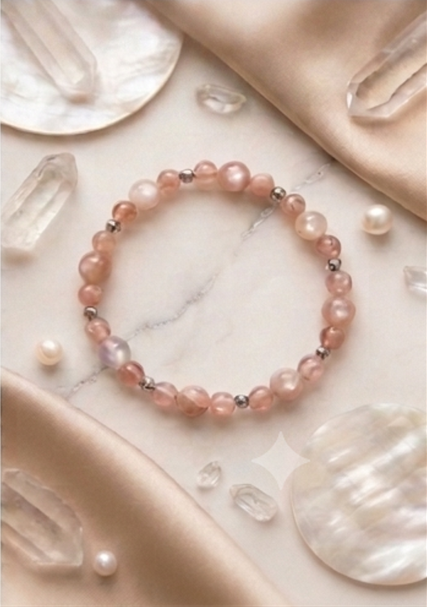 Bracciale artigianale in Pietra di Luna Adularia pietre naturali handmade GM_Creations
