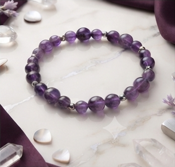 Bracciale artigianale in Ametista pietre naturali handmade GM_Creations
