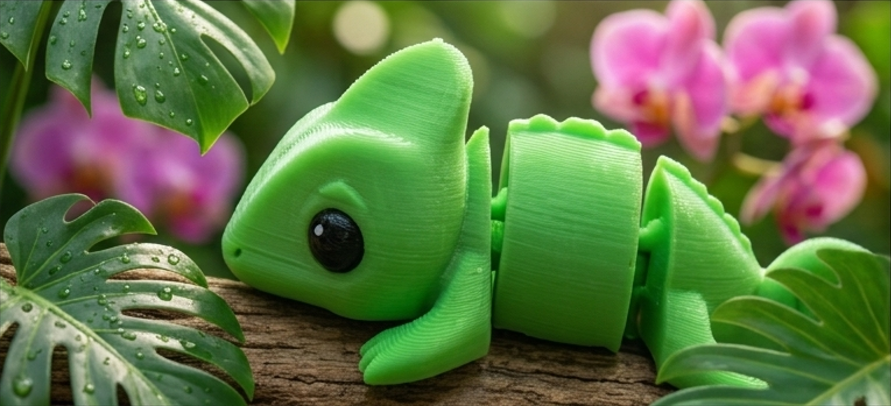 Mini Flexi Camaleonte snodabile stampato 3D artigianale GM_Creations