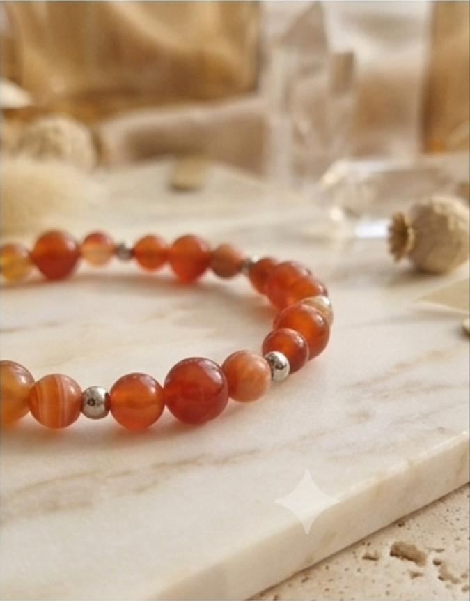 Bracciale artigianale in Corniola pietre naturali handmade GM_Creations