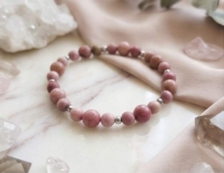 Bracciale artigianale in Rodonite pietre naturali handmade GM_Creations