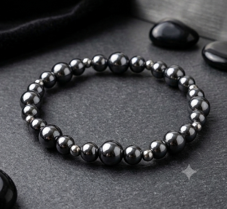Bracciale artigianale in Ematite pietre naturali handmade GM_Creations