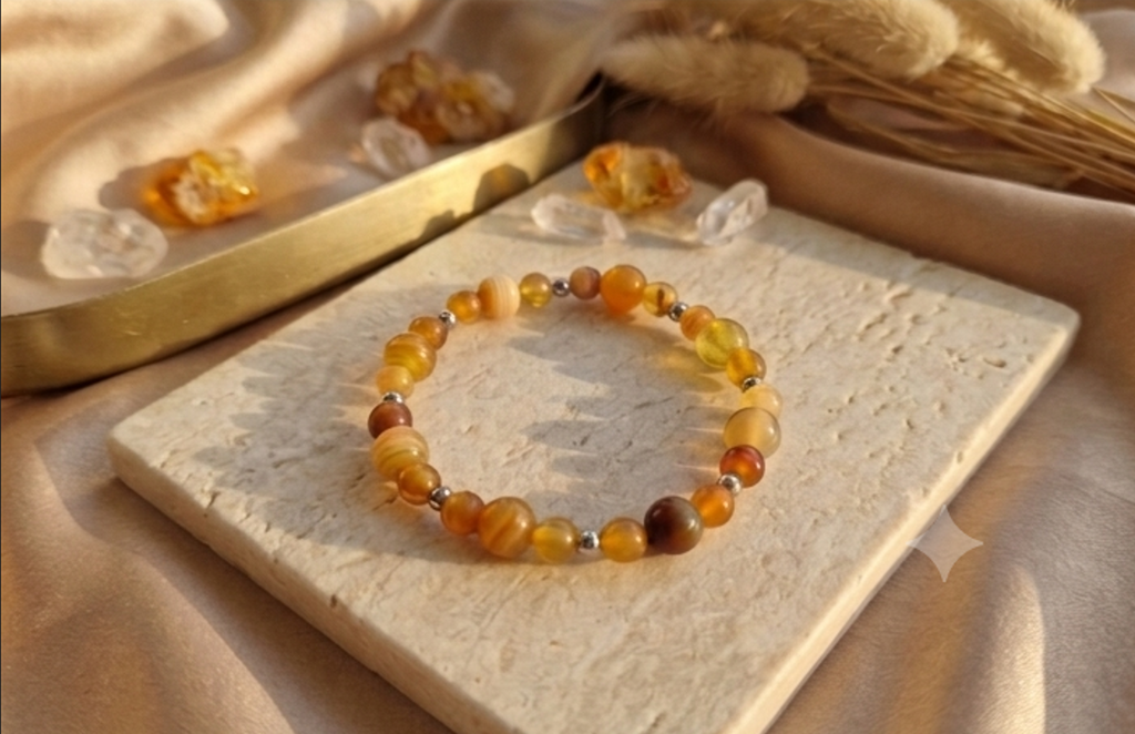 Bracciale artigianale in Agata Ambra pietre naturali handmade GM_Creations