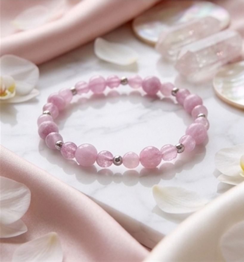 Bracciale artigianale in Kunzite pietre naturali handmade GM_Creations