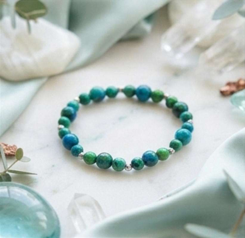 Bracciale artigianale in Crisocolla pietre naturali handmade GM_Creations