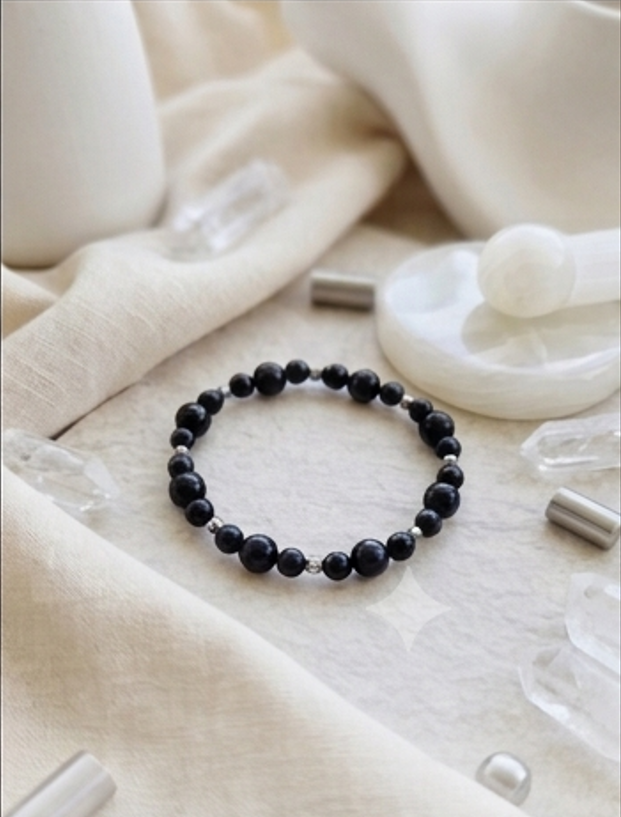 Bracciale artigianale in Tormalina Nera pietre naturali handmade GM_Creations
