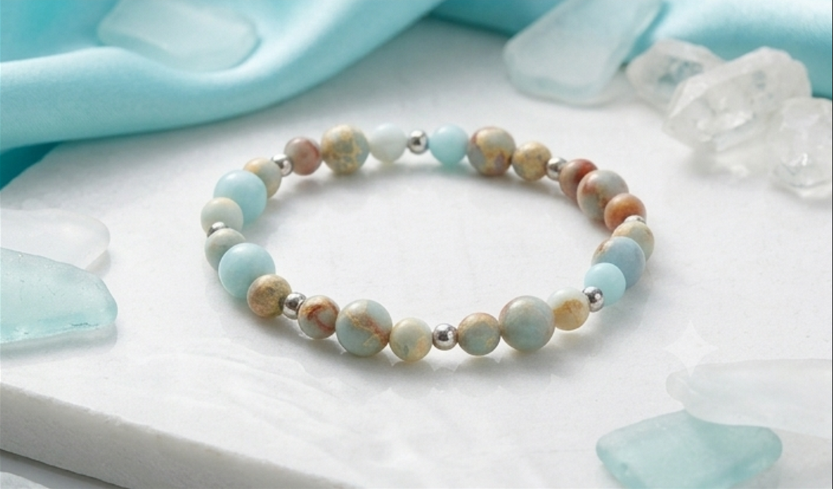 Bracciale artigianale in Shoushan pietra ornamentale handmade GM_Creations