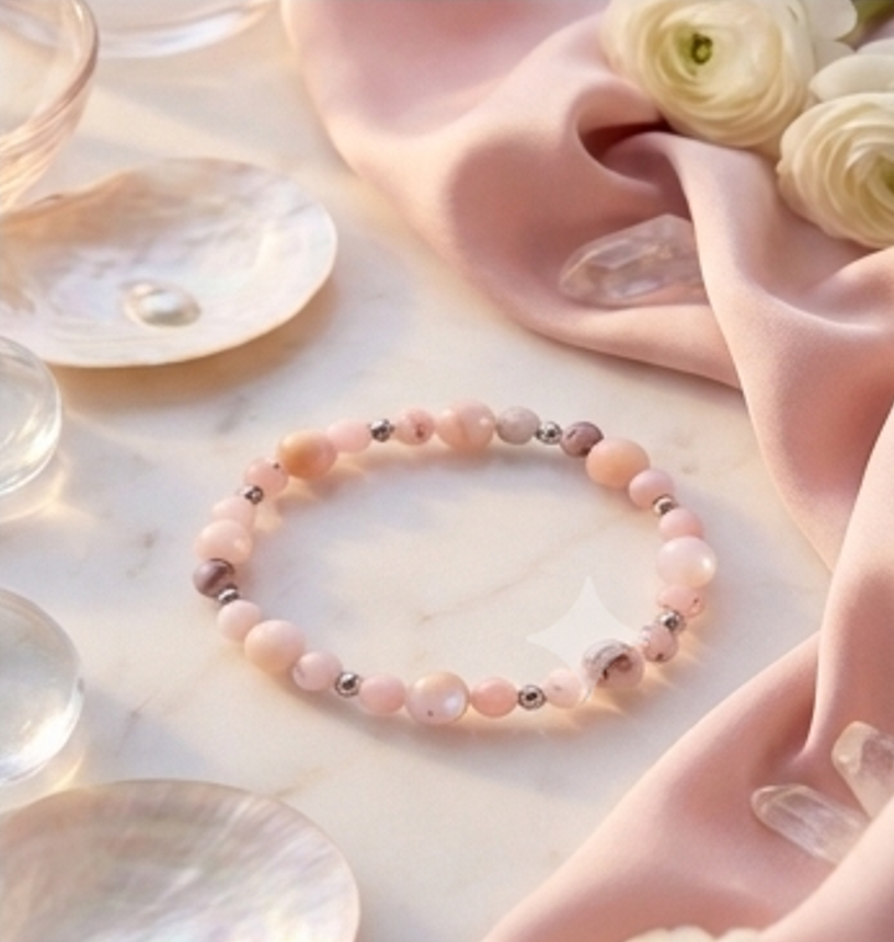 Bracciale artigianale in Opale Rosa handmade GM_Creations