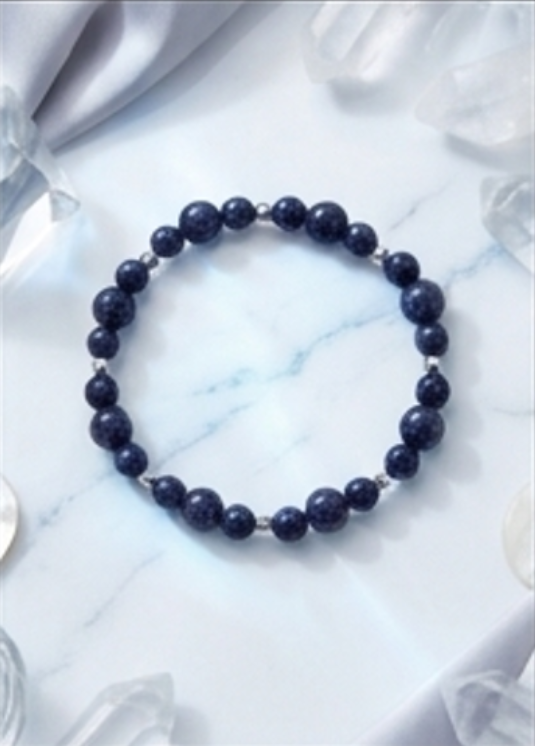 Bracciale artigianale in Arenaria Blu pietre naturali handmade GM_Creations