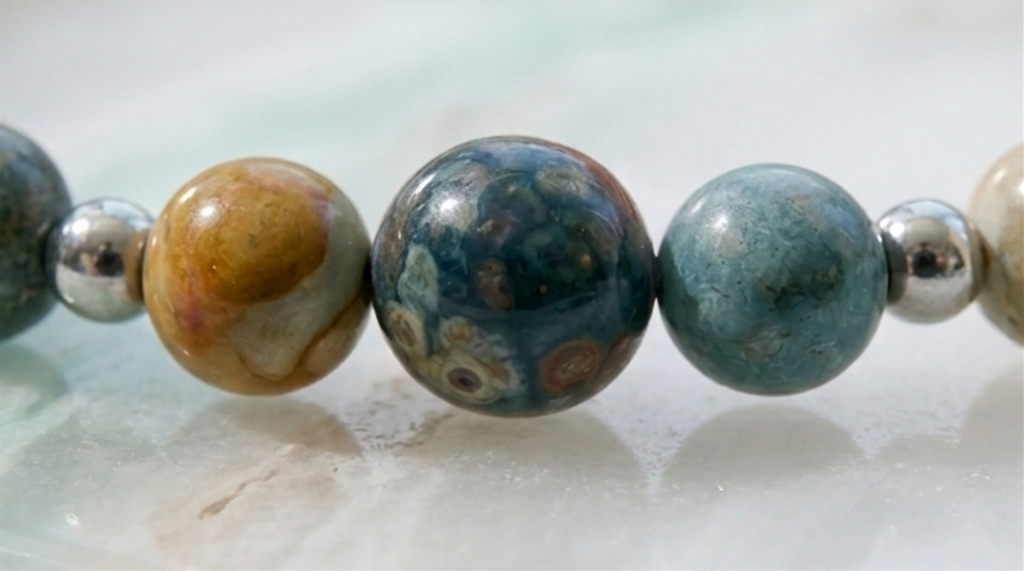 Bracciale artigianale in Diaspro Oceanico pietre naturali handmade GM_Creations