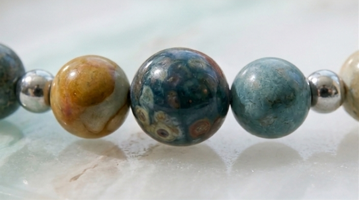 Bracciale artigianale in Diaspro Oceanico pietre naturali handmade GM_Creations