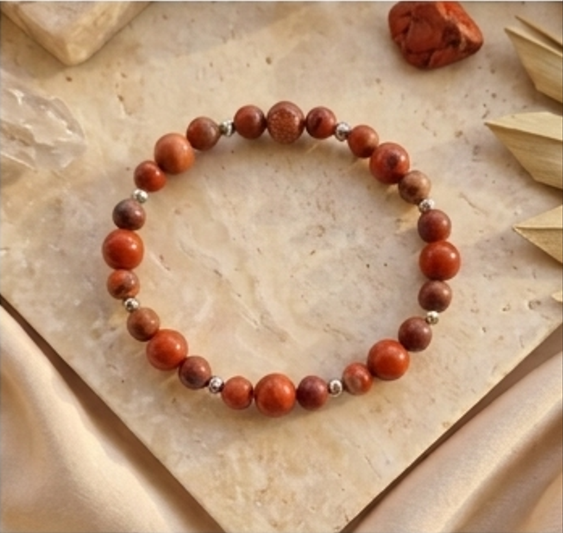 Bracciale artigianale in Diaspro Rosso pietre naturali handmade GM_Creations