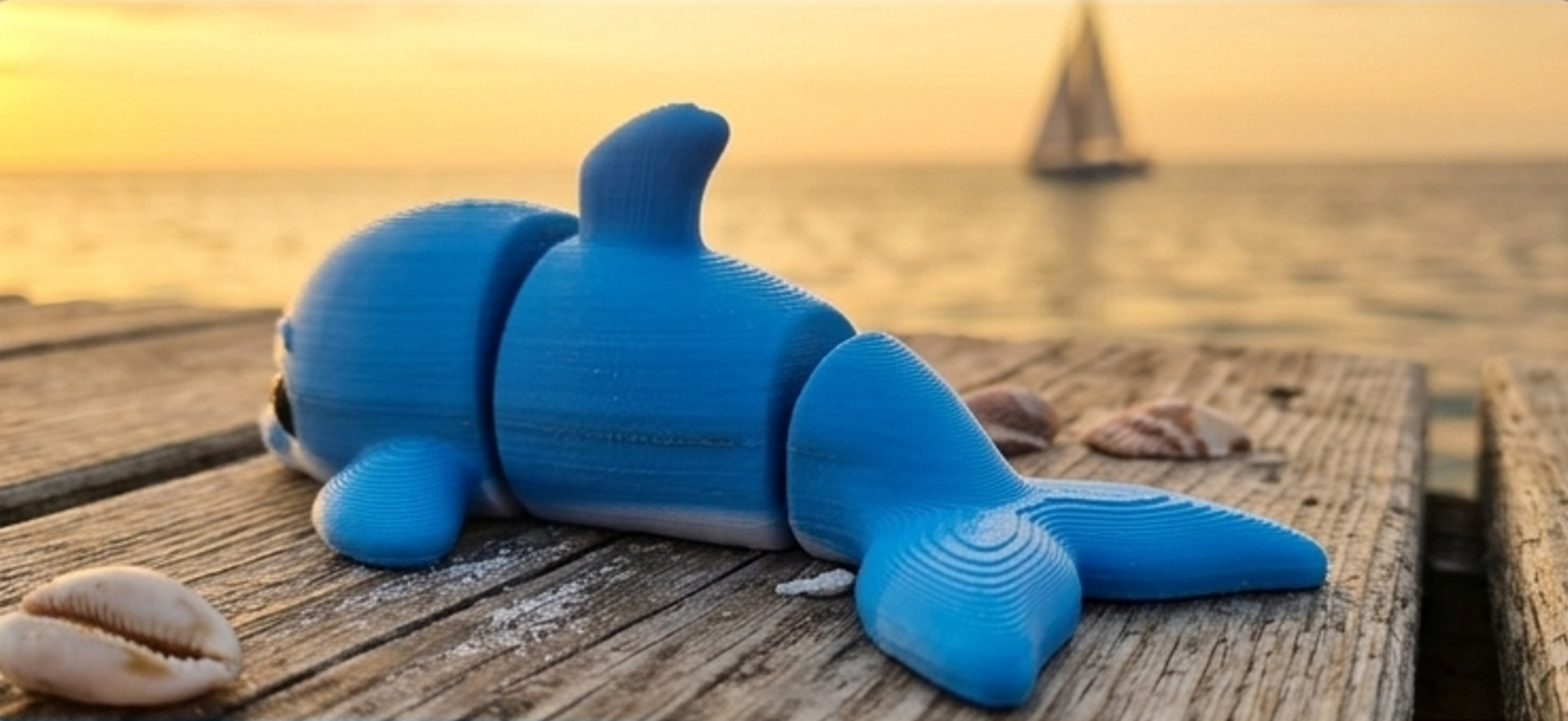 Mini Flexi Delfino snodabile stampato 3D artigianale GM_Creations