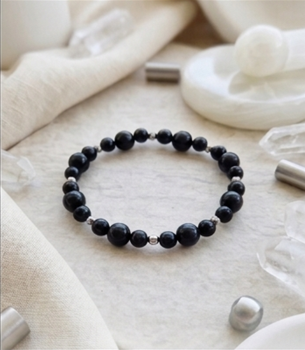 Bracciale artigianale in Tormalina Nera pietre naturali handmade GM_Creations
