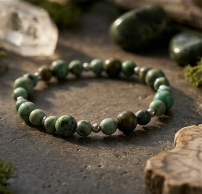 Bracciale artigianale in Turchese Africano diaspro pietre naturali handmade GM_Creations