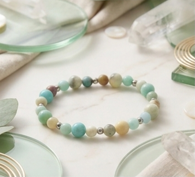 Bracciale artigianale in Amazzonite pietre naturali handmade GM_Creations
