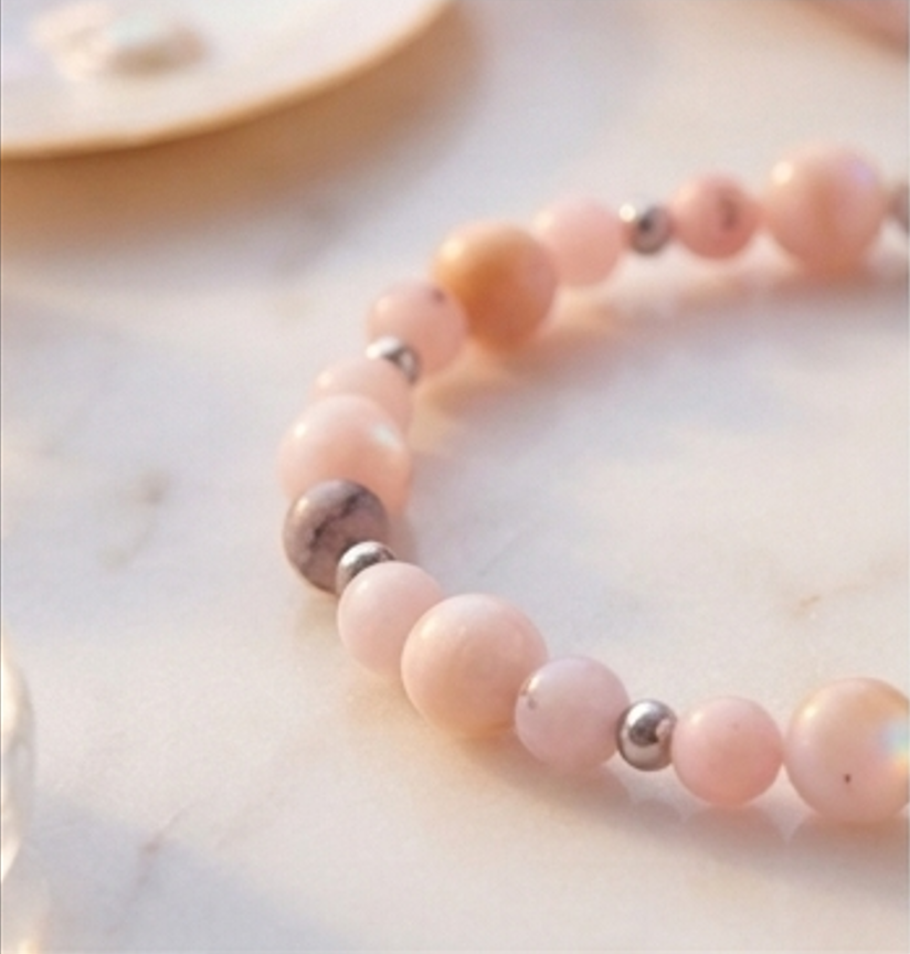 Bracciale artigianale in Opale Rosa handmade GM_Creations