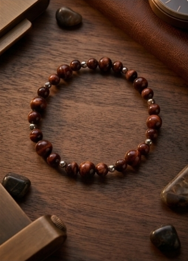Bracciale artigianale in Occhio di Bue pietre naturali handmade GM_Creations