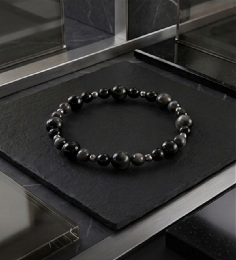 Bracciale artigianale in Ossidiana pietre naturali handmade GM_Creations