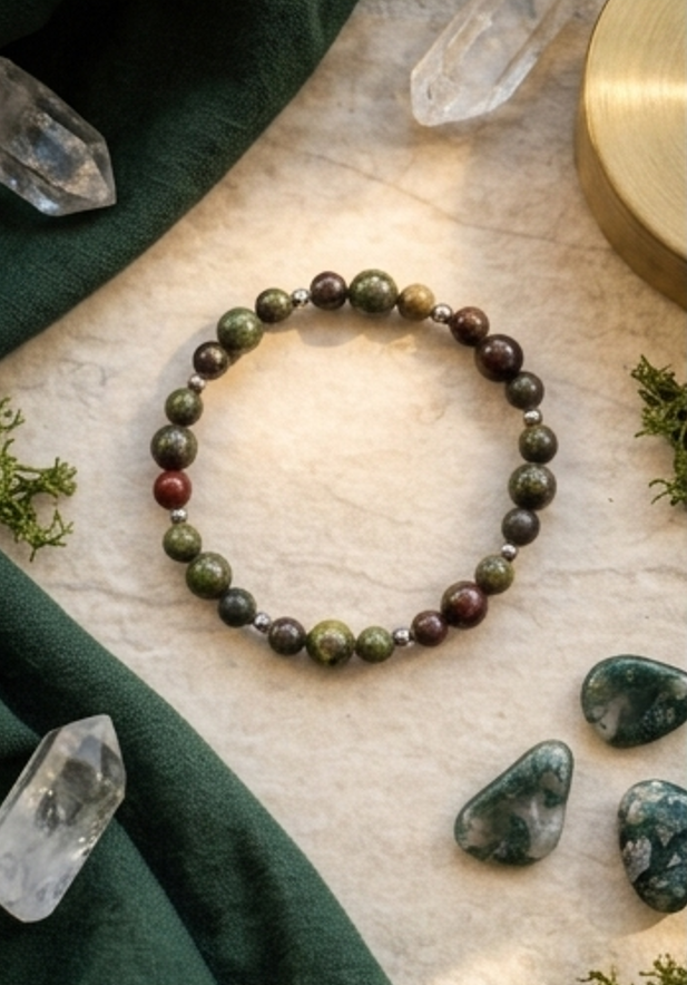 Bracciale artigianale in Diaspro Sangue di Drago pietre naturali handmade GM_Creations