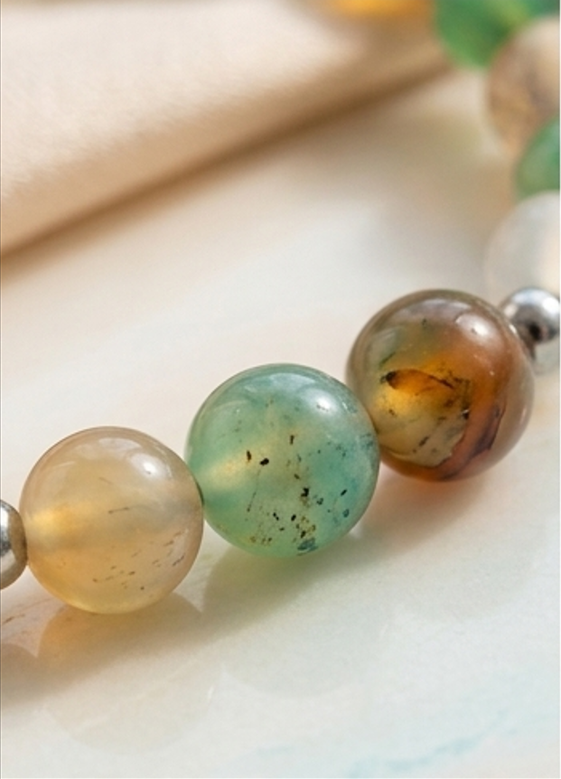 Bracciale artigianale in Agata Pavone pietre naturali handmade GM_Creations