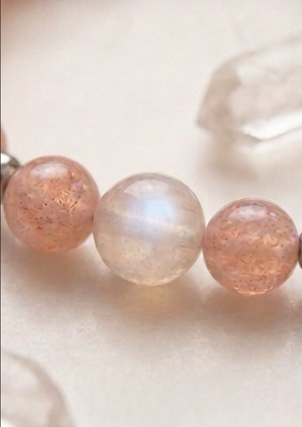 Bracciale artigianale in Pietra di Luna Adularia pietre naturali handmade GM_Creations