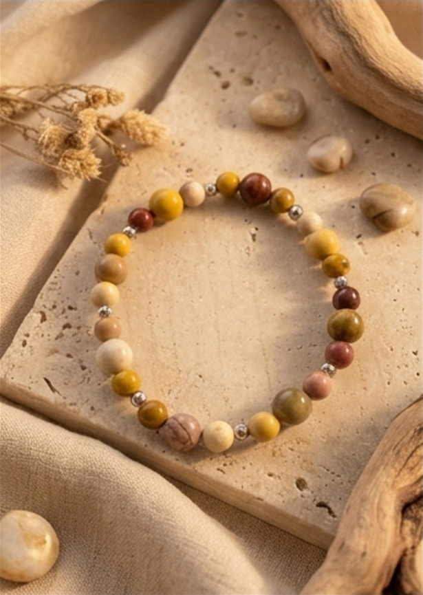 Bracciale artigianale in Mokaite Diaspro Australiano pietre naturali handmade GM_Creations