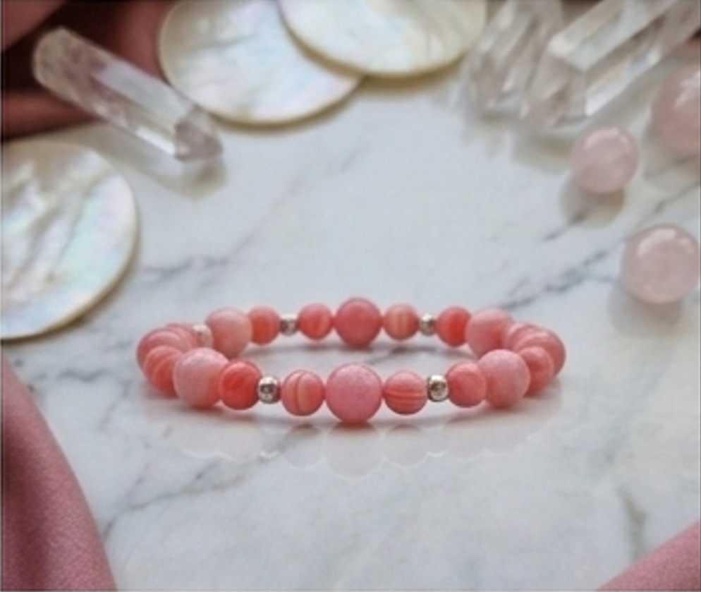 Bracciale artigianale in Rodocrosite pietre naturali handmade GM_Creations