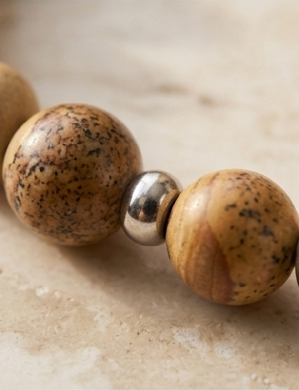Bracciale artigianale in Diaspro Pittorico pietre naturali handmade GM_Creations