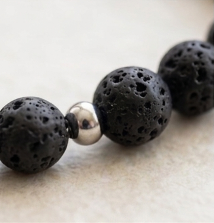 Bracciale artigianale in Pietra Lavica pietre naturali handmade GM_Creations