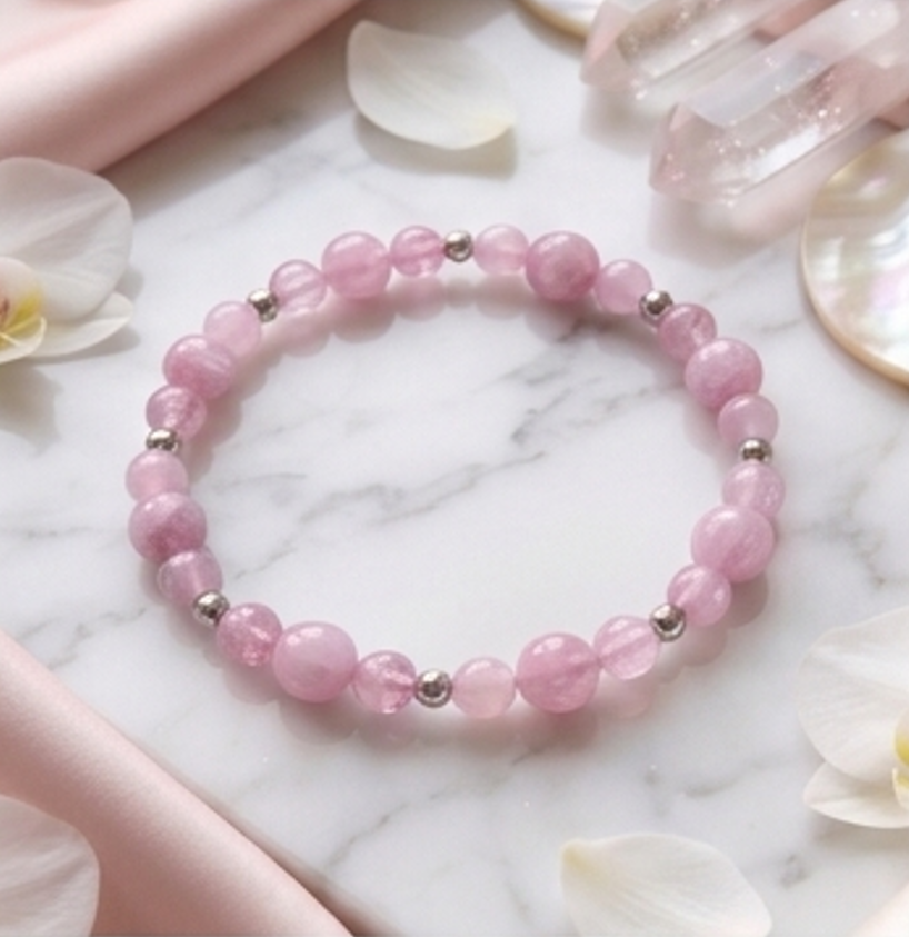 Bracciale artigianale in Kunzite pietre naturali handmade GM_Creations