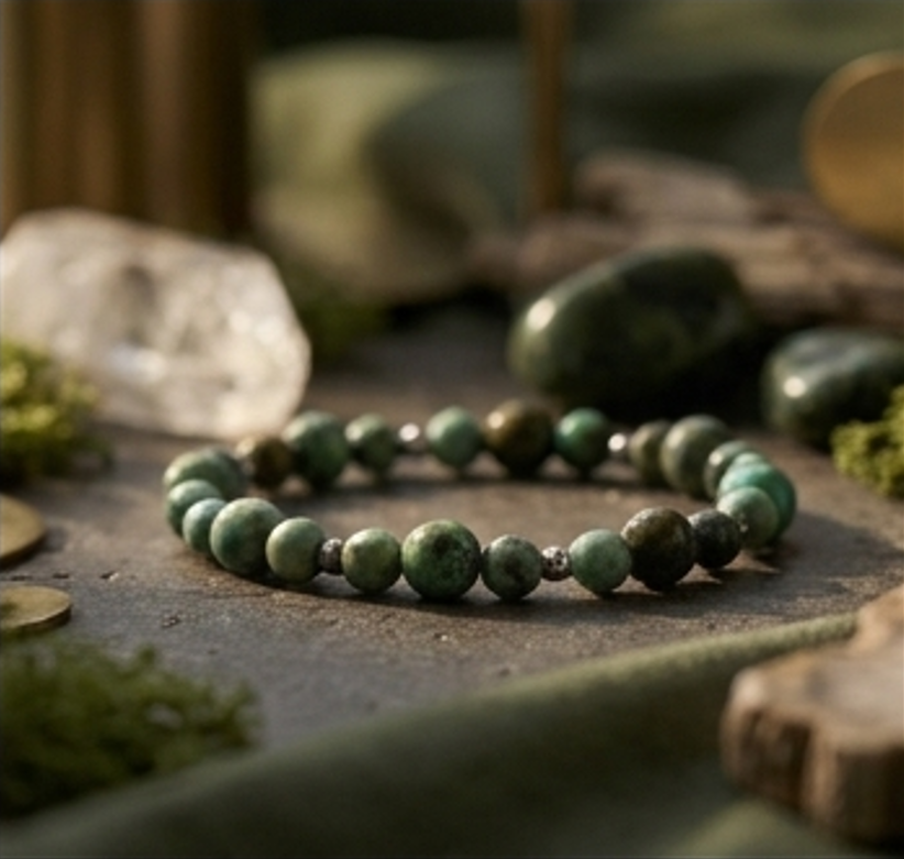 Bracciale artigianale in Turchese Africano diaspro pietre naturali handmade GM_Creations