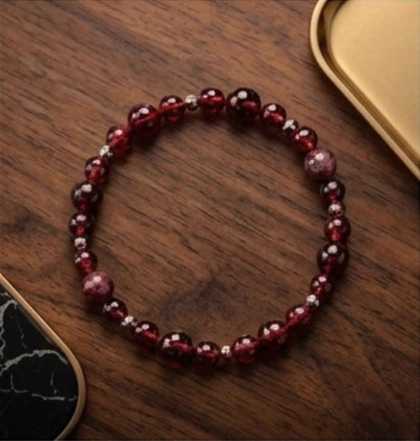 Bracciale artigianale in Granato pietre naturali handmade GM_Creations