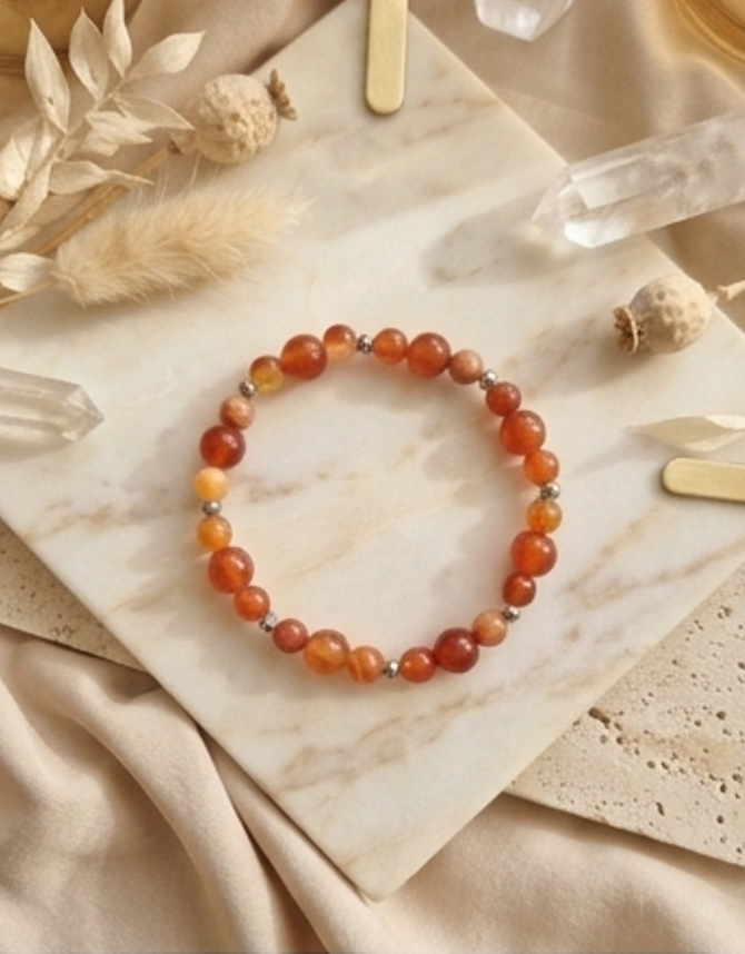 Bracciale artigianale in Corniola pietre naturali handmade GM_Creations