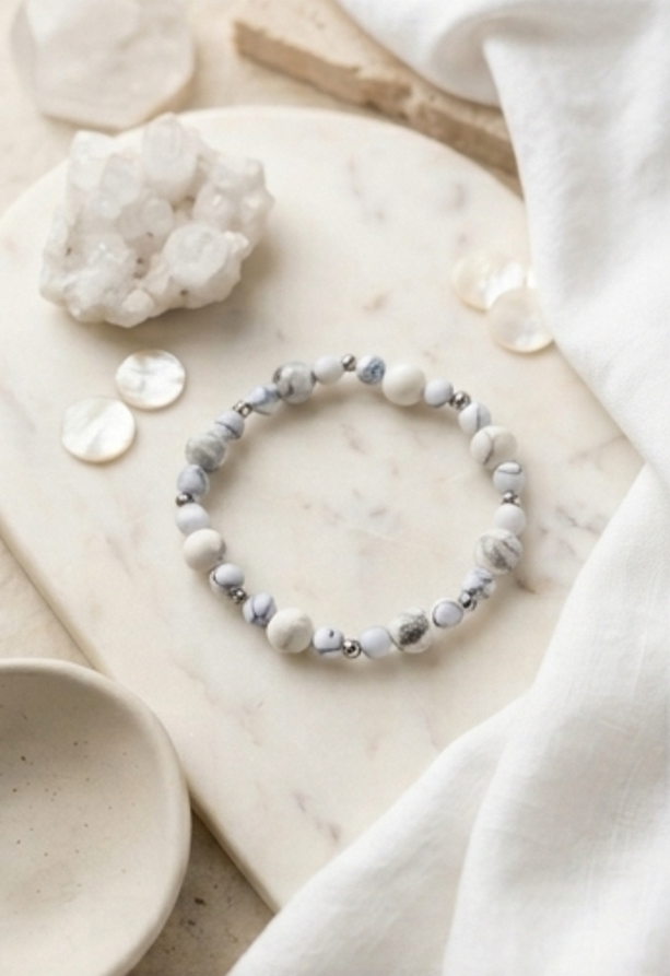 Bracciale artigianale in Magnesite pietre naturali handmade GM_Creations