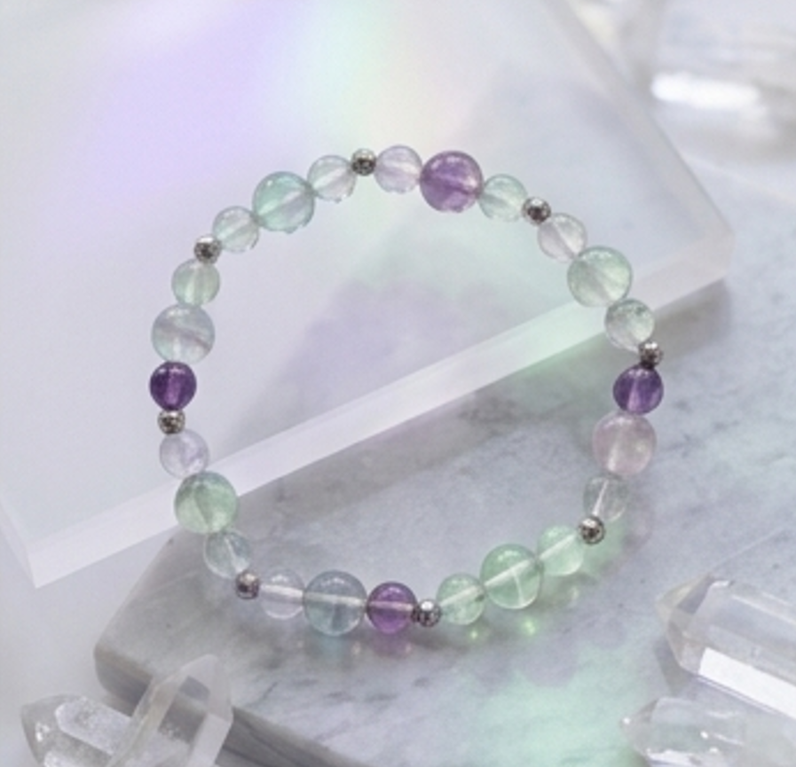 Bracciale artigianale in Fluorite pietre naturali handmade GM_Creations