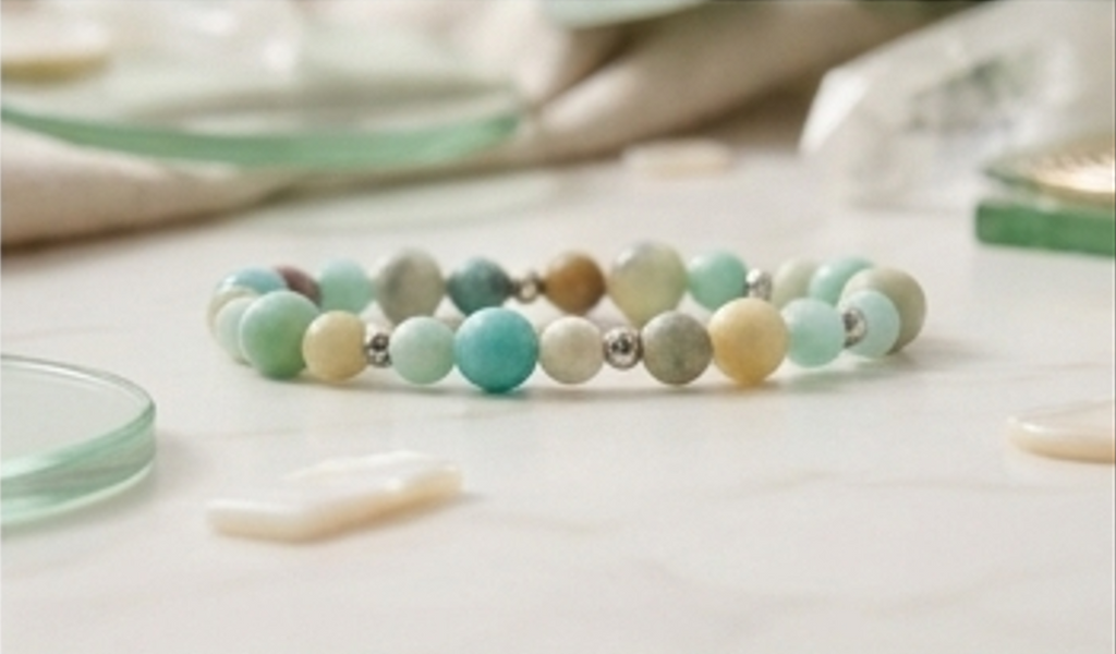 Bracciale artigianale in Amazzonite pietre naturali handmade GM_Creations