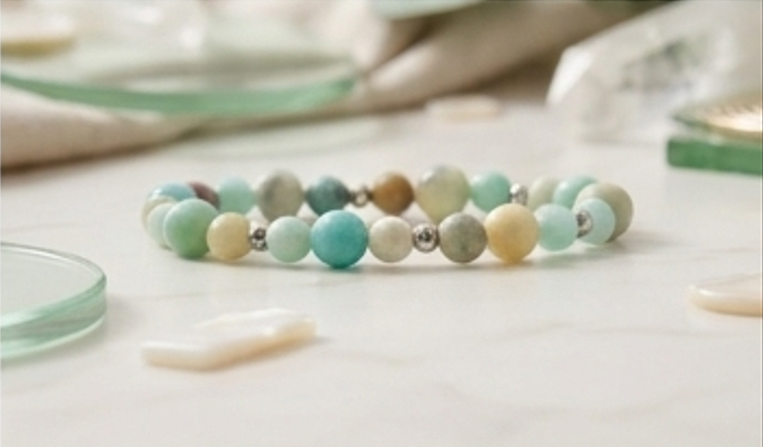 Bracciale artigianale in Amazzonite pietre naturali handmade GM_Creations