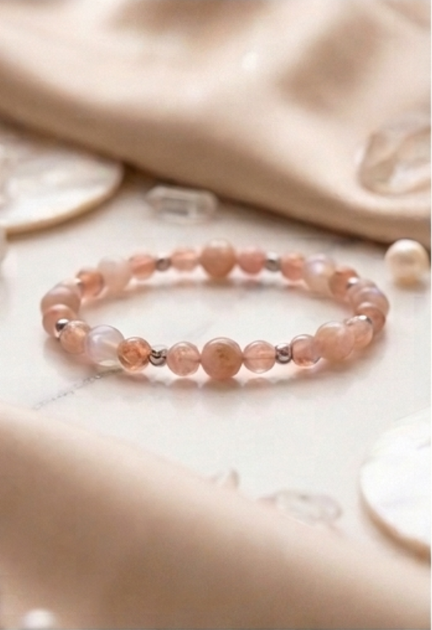 Bracciale artigianale in Pietra di Luna Adularia pietre naturali handmade GM_Creations