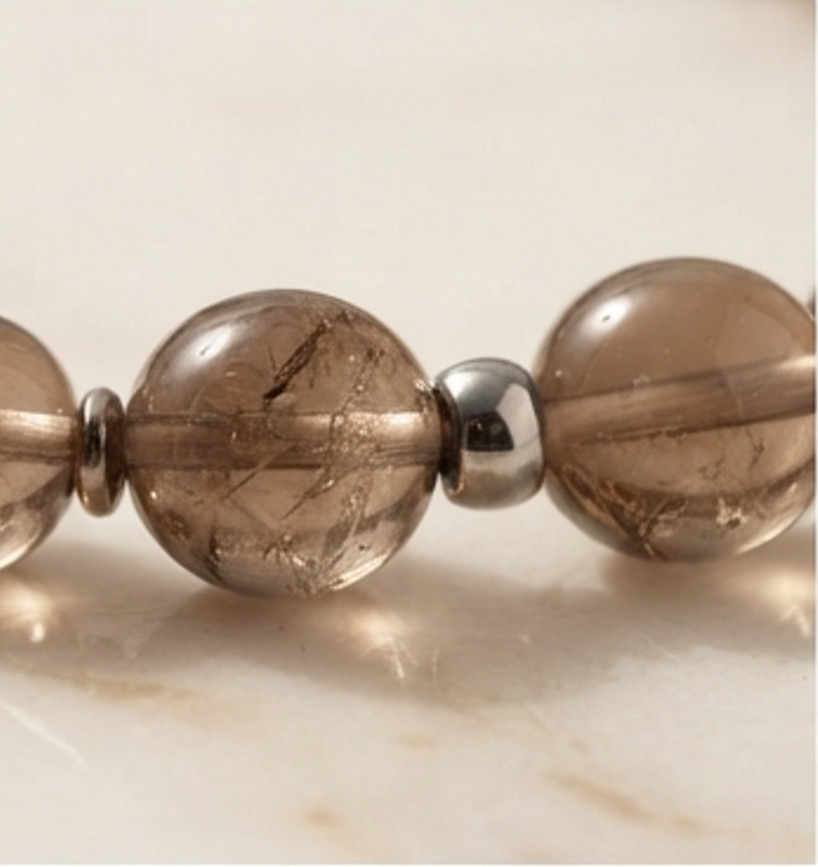 Bracciale artigianale in Quarzo Fumé pietre naturali handmade GM_Creations